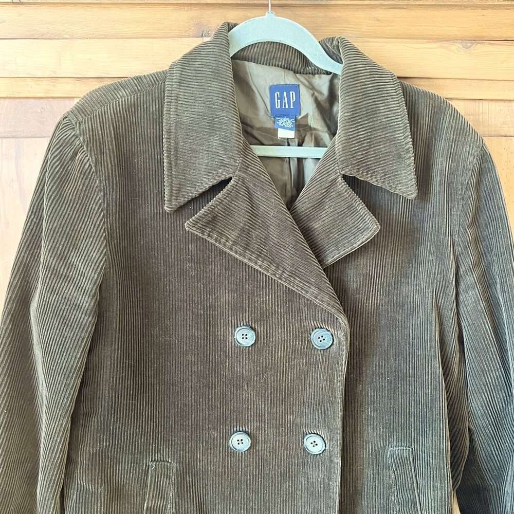 Vintage Gap Men’s Dark Green Wide Wale Corduroy Blazer Jacket Size Large - Picture 5 of 13